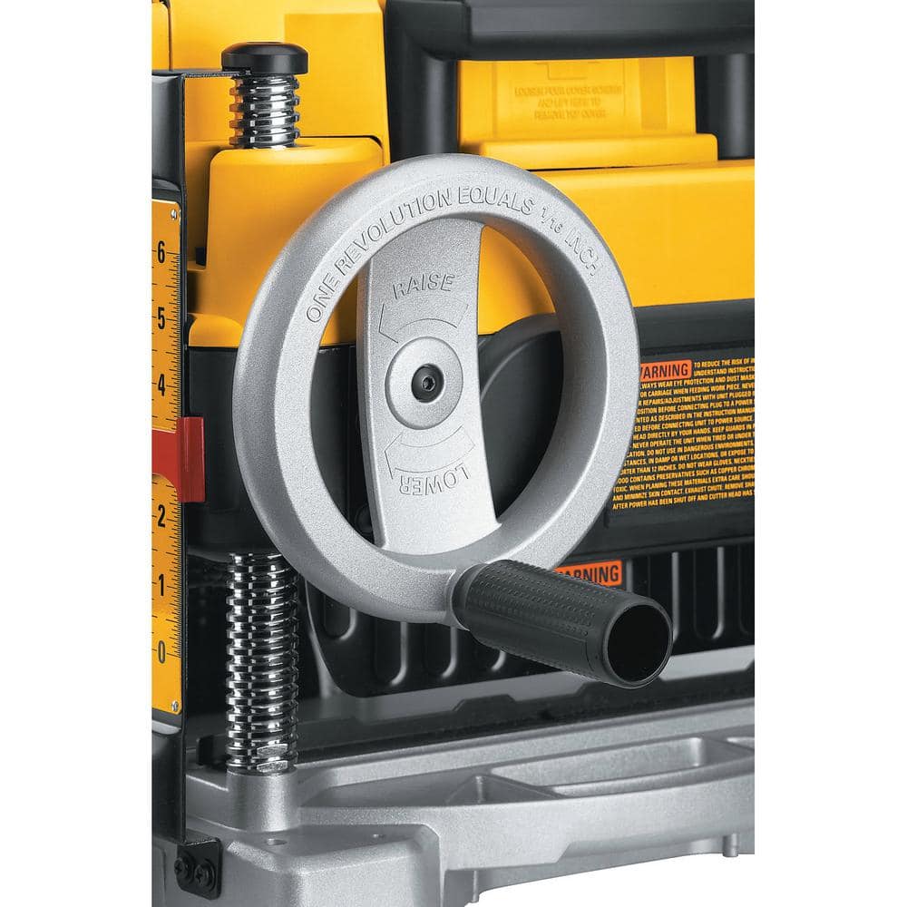 DEWALT 15 Amp 13 in. Corded Heavy-Duty Thickness Planer, (3) Knives, In/Out Feed Tables, and Mobile Thickness Planer Stand DW735XW7350