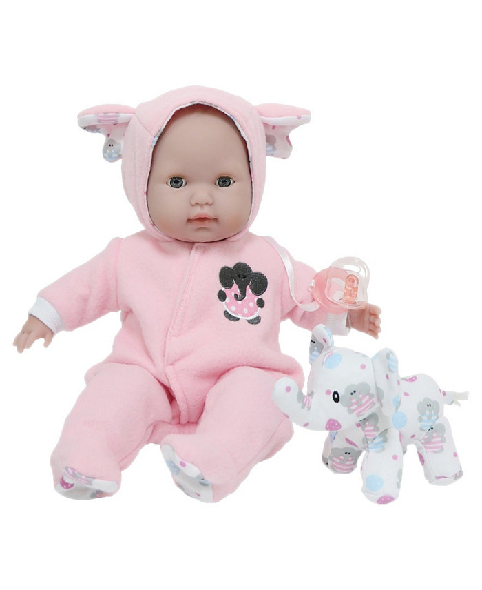 JC TOYS Berenguer Boutique 15 Soft Body Baby Doll Elephant Pink Outfit