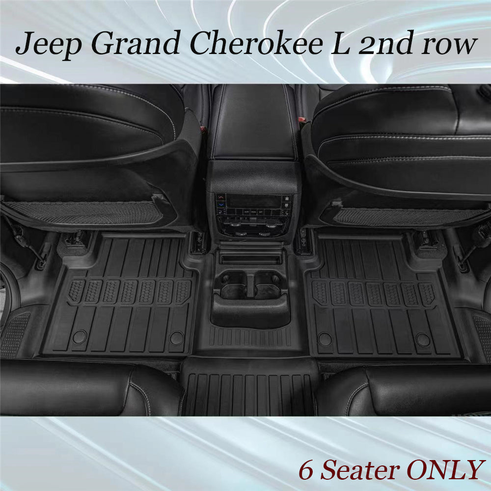 3W Floor Mats + Trunk Liner for Jeep Grand Cherokee L 2021-2023 6 Seat Only 3 Rows TPE All Weather Custom Fit Floor Liner for Jeep Grand Cherokee L Full Set Black