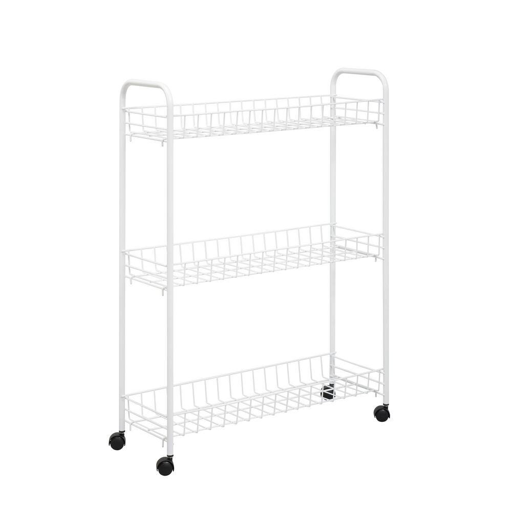 3-Tier Rolling Steel Household Storage Cart in White 0