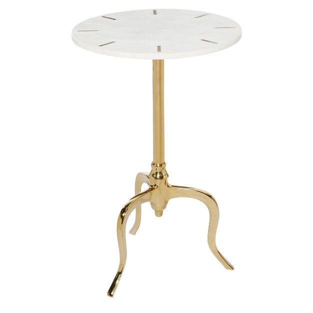 Contemporary Marble Accent Table White Olivia amp May