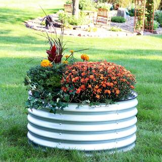 Sunnydaze Decor Sunnydaze 36 in. (91.44 cm) Round Galvalume Steel Raised Garden Bed - Silver HST-945