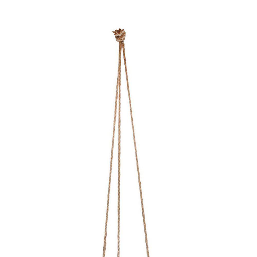 Benjara 7 in. x 6.5 in. Beige Hanging Planter with Ceramic Body and Textured Details BM263810