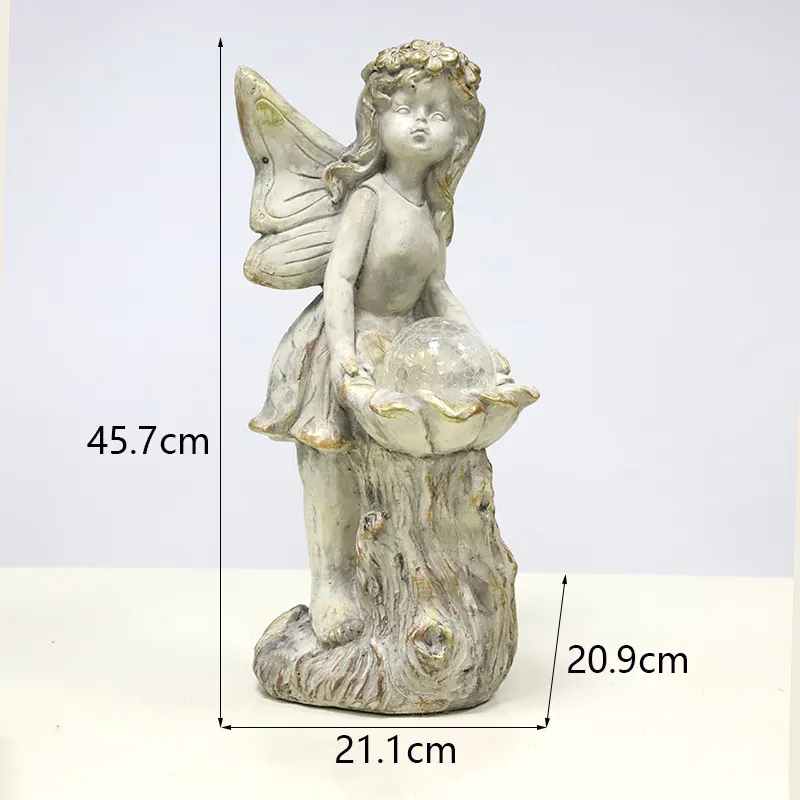 Redeco New Arrival Angel Decor Magnesia Crafts LED Solar Fashion Angel Magnesium Oxide Magnesium Oxide Crafts Garden Decor