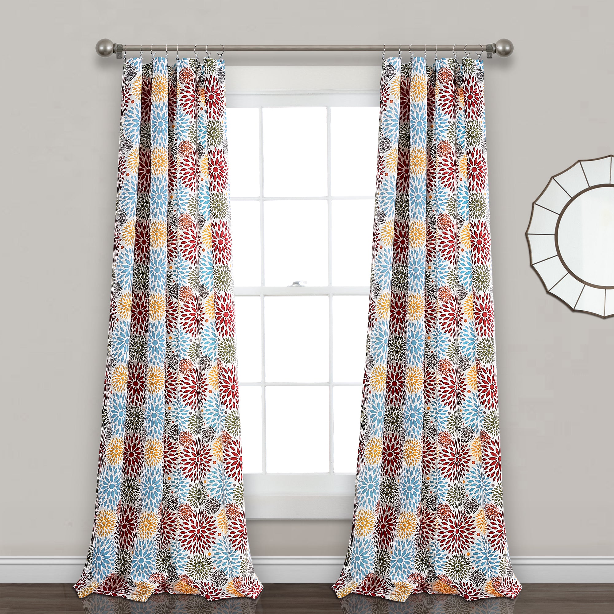 Blooming Flower Room Darkening Window Curtain Panel Set