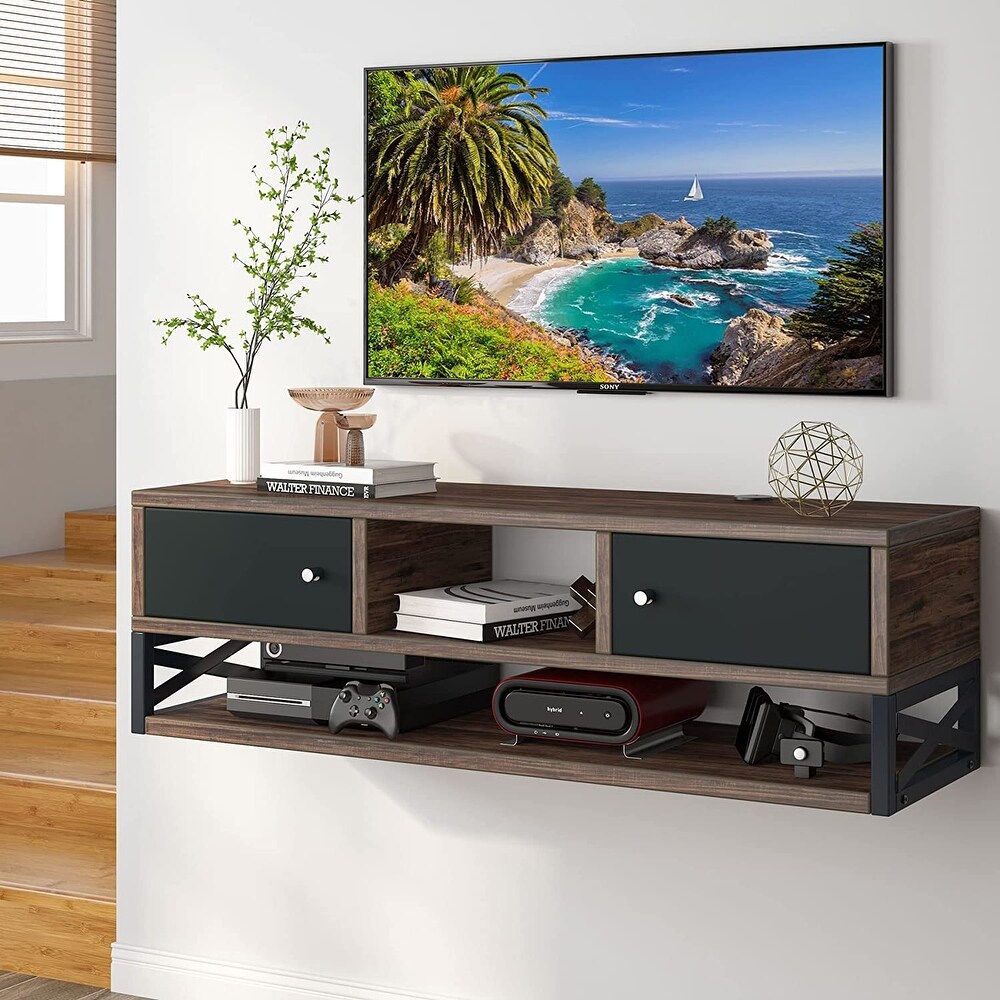 Floating TV Stand  3 Tier Wall Mounted Media Console TV Shelf Console