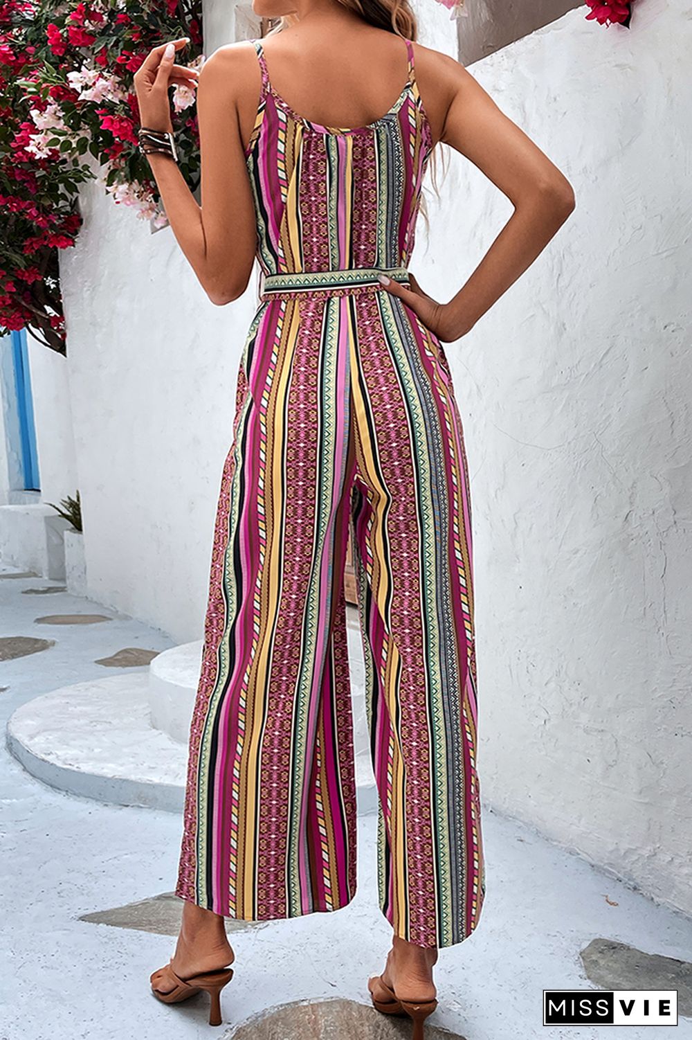 Colorful Stripes Print WIde Leg Jumpsuit