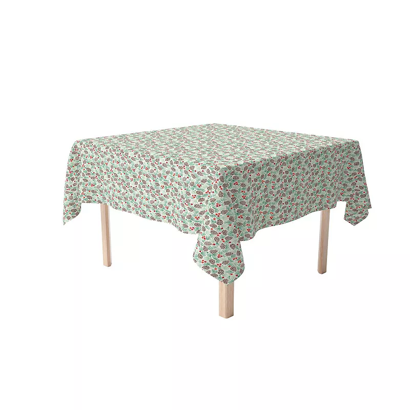 Square Tablecloth， 100% Polyester， 54x54， Holiday Foliage and Berries