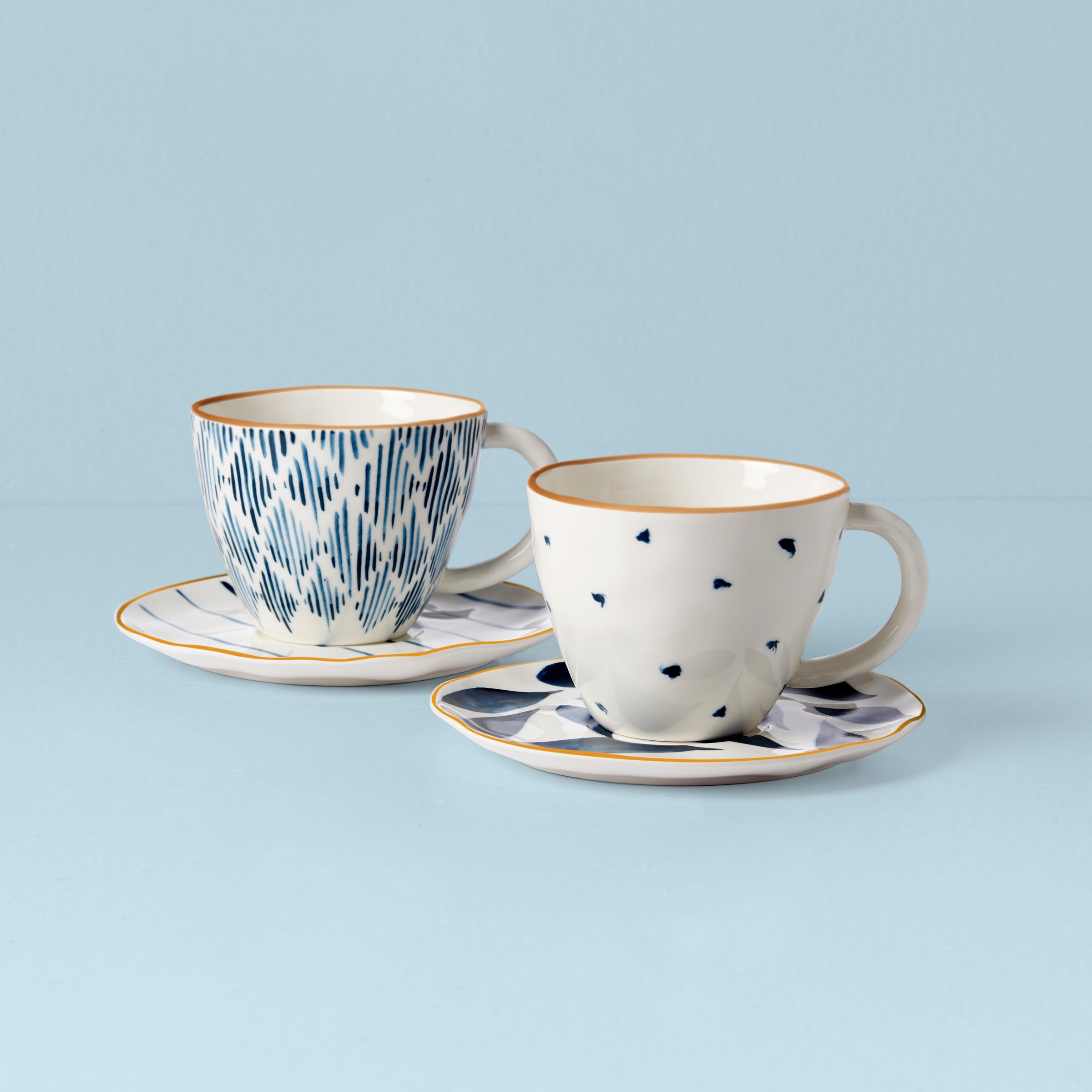 Blue Bay 4-Piece Teacup & Saucer Set