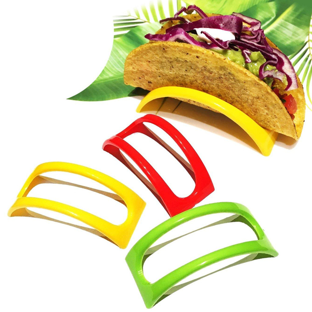 Jsaert 12PCS Colorful Plastic Taco Shell Holder Taco Stand Plate Protector Food Holder