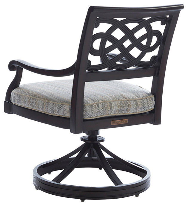 Tommy Bahama Royal Kahala Black Swivel Rocker Patio Dining Chair in Deep Umber   Traditional   Outdoor Rocking Chairs   by Lexington Home Brands  Houzz