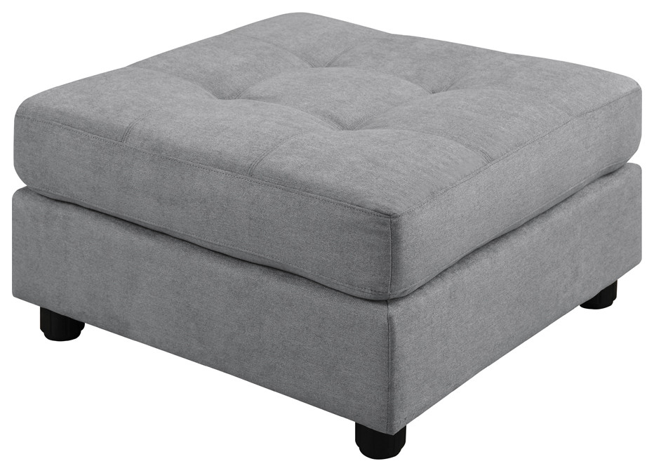 Claude Tufted Cushion Back Ottoman Dove   Modern   Footstools And Ottomans   by Modon  Houzz