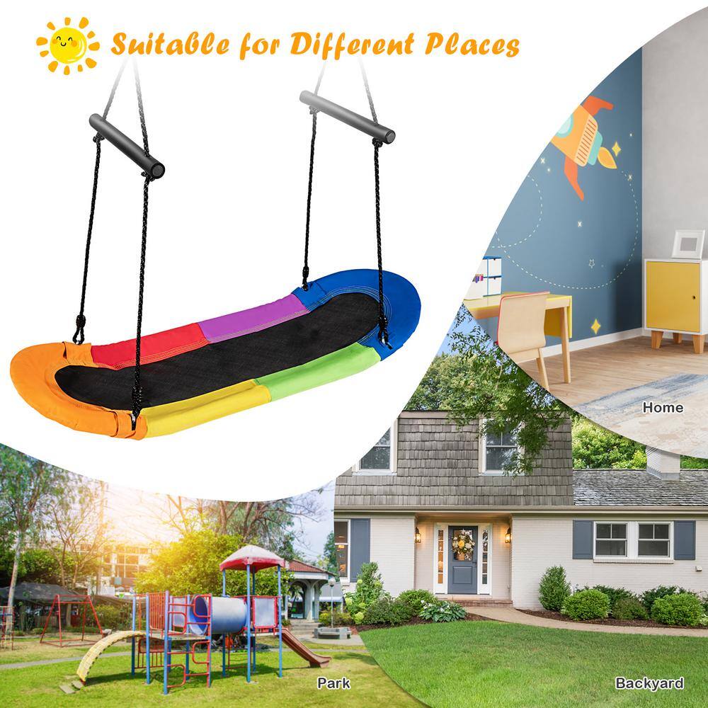 Costway Colorful Tree Swing Adjustable Oval Platform Set with Chain OP70325CL