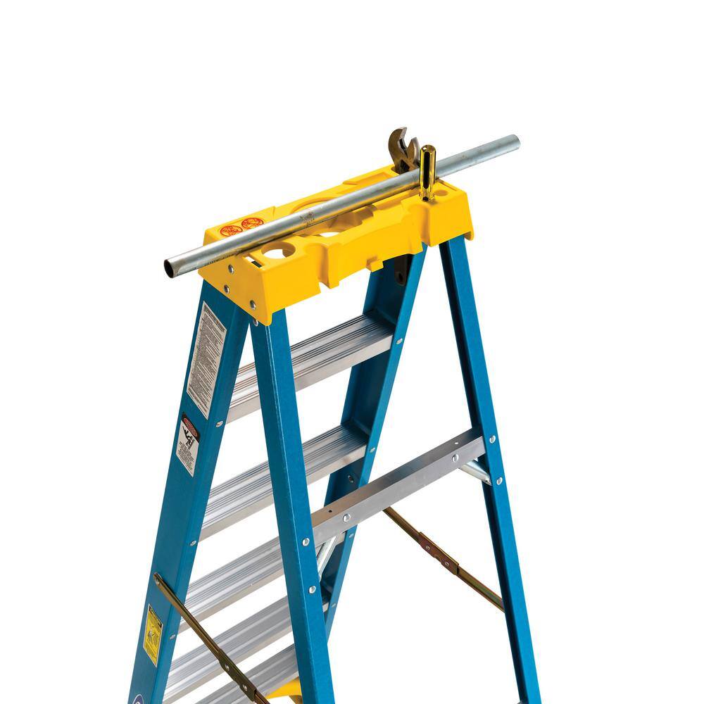 Werner 8 ft. Fiberglass Step Ladder with Yellow Top 250 lbs. Load Capacity Type I Duty Rating 6008