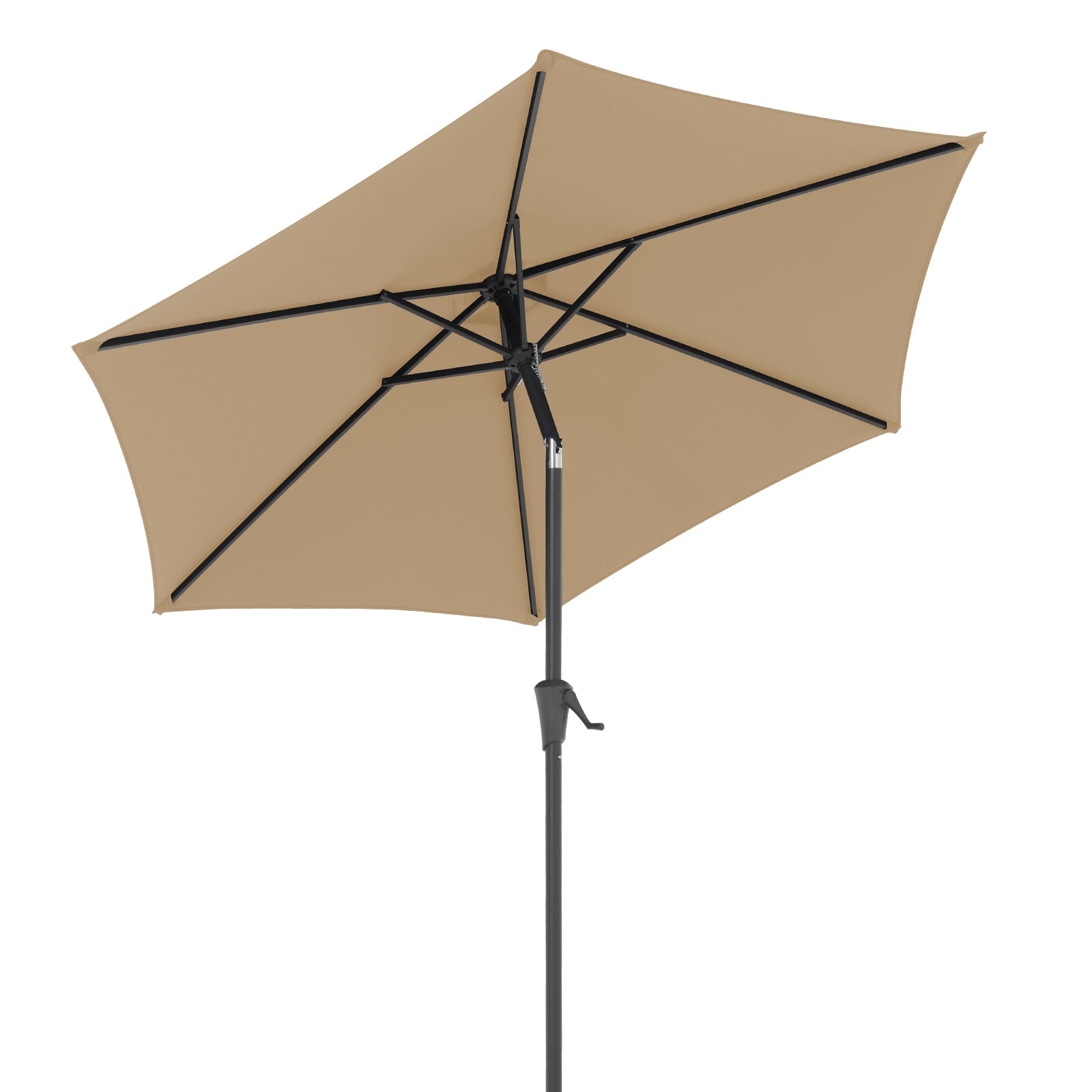 7.5 ft Patio Umbrella Outdoor Table Market Umbrella with Push Button Tilt and Crank, 6 Ribs, Beige