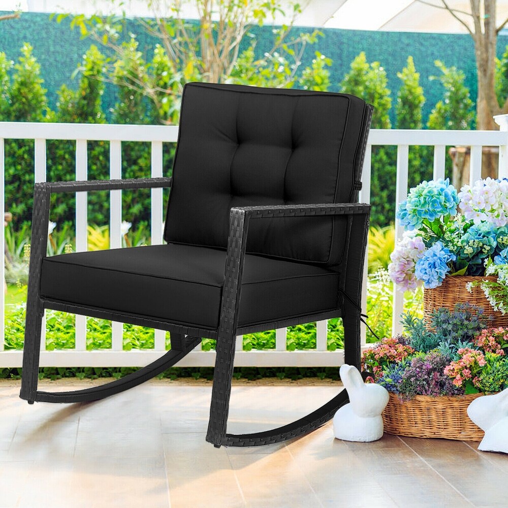 Gymax 2PCS Outdoor Wicker Rocking Chair Patio Rattan Single Chair   See Details