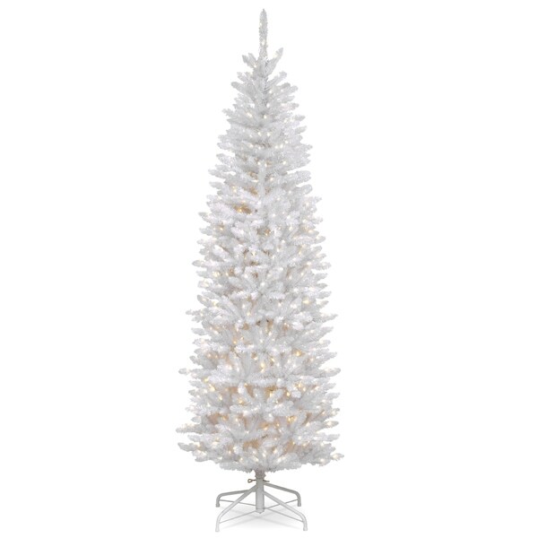 National Tree Company 7.5 ft. Kingswood White Fir Pencil Tree with Clear Lights