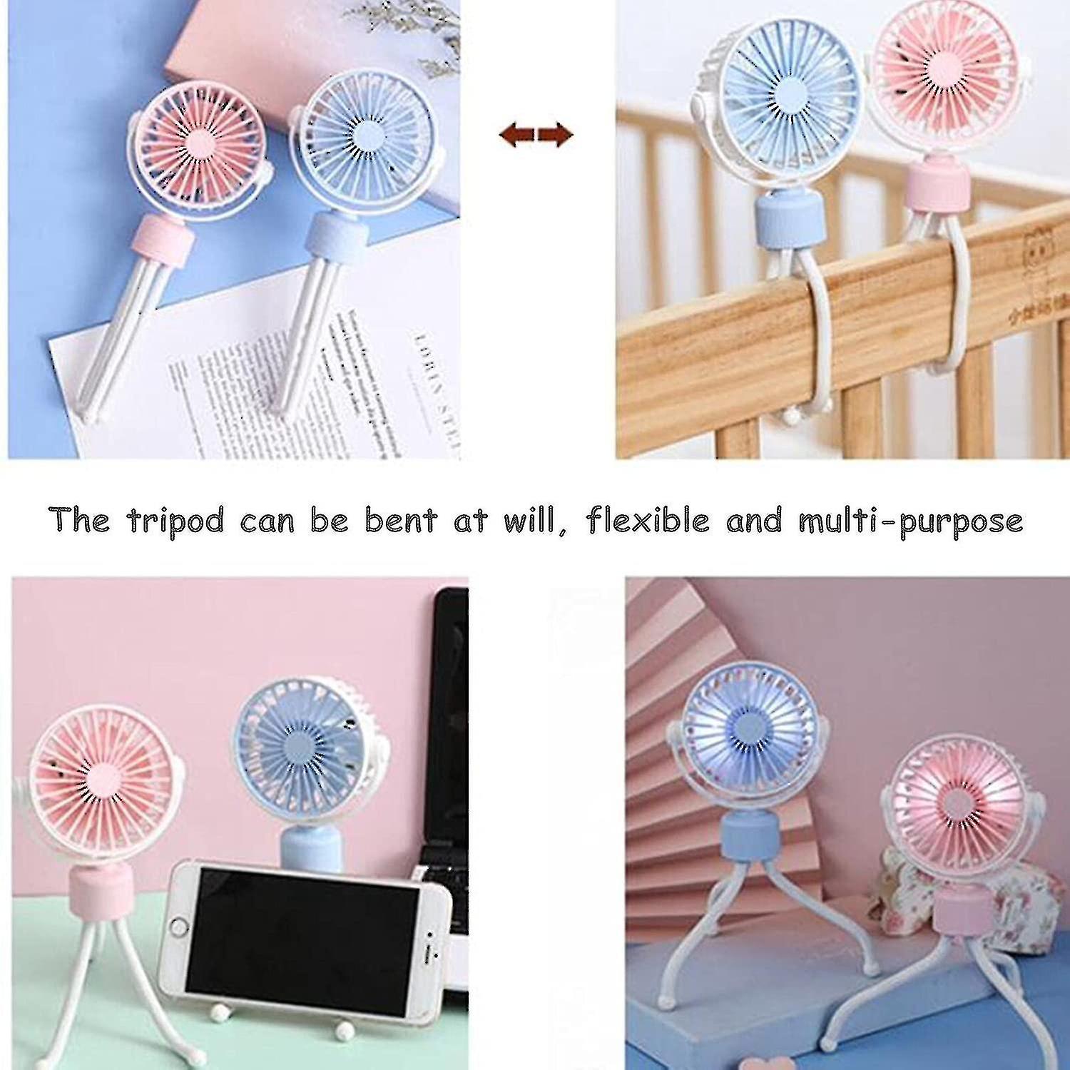 Portable Stroller Fan Clip On For Baby， Mini Personal Handheld Usb Rechargeable Fan For Stroller Bedroom Car Seat Crib Bike Tent Beach Treadmil