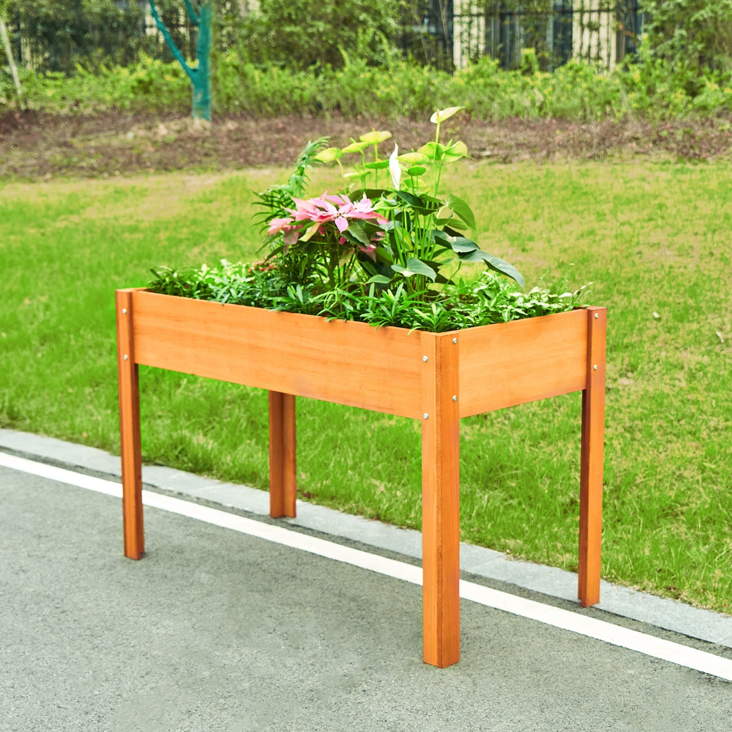 EXCITED WORK Indoor and Outdoor Elevated Planter Boxes, Natural Wood Planter Racks for Gardens, Patios, Hallways, for Growing Flowers, Fruits, Vegetables