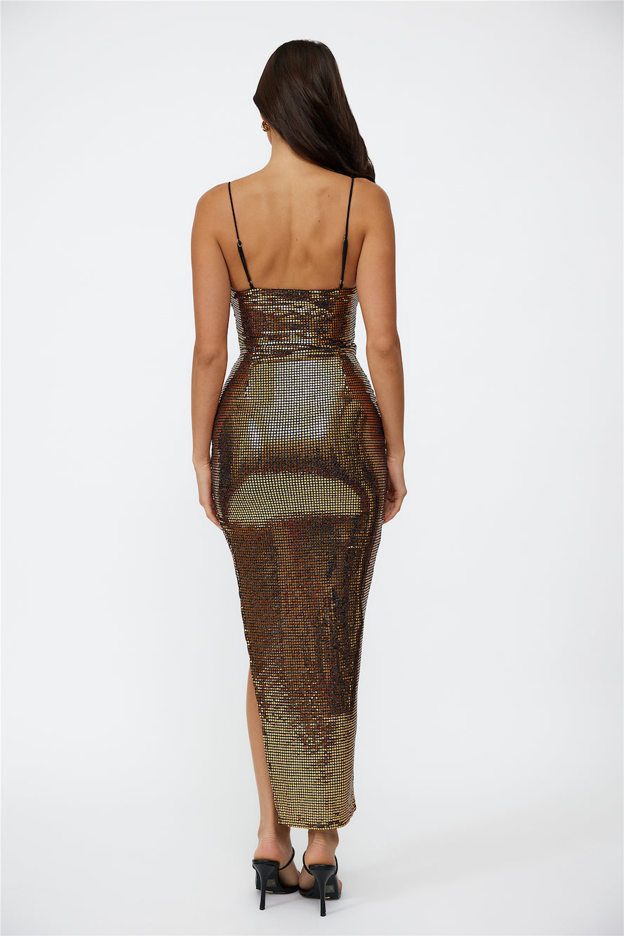 Disco Girl Maxi Dress Bronze