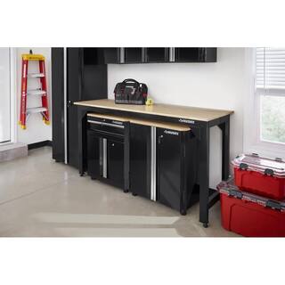 Husky Ready-To-Assemble 6 ft. Solid Wood Top Workbench in Black G7200S1-US