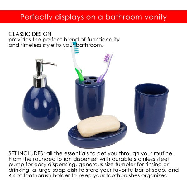 Home Basics 4 Piece Bathroom Accessory Set