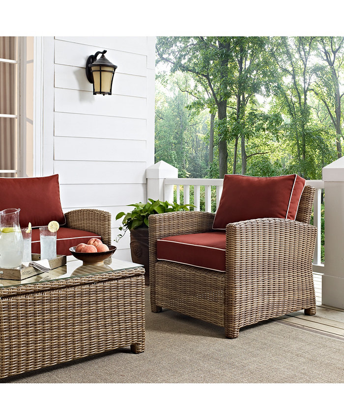 Crosley Bradenton Outdoor Wicker Arm Chair With Cushions