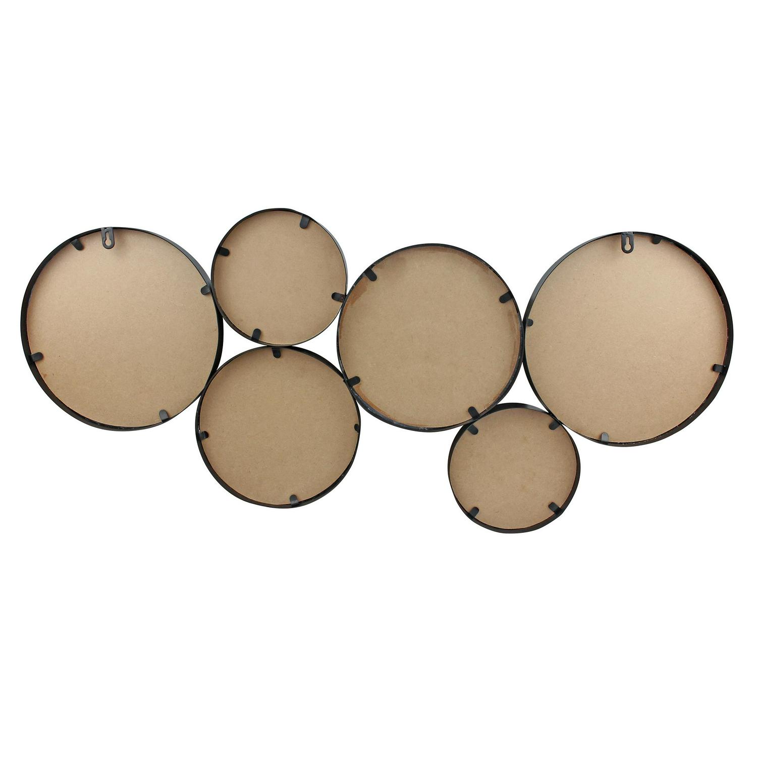 Stonebriar Decorative Black Metal Multi Circle Mirror for Wall