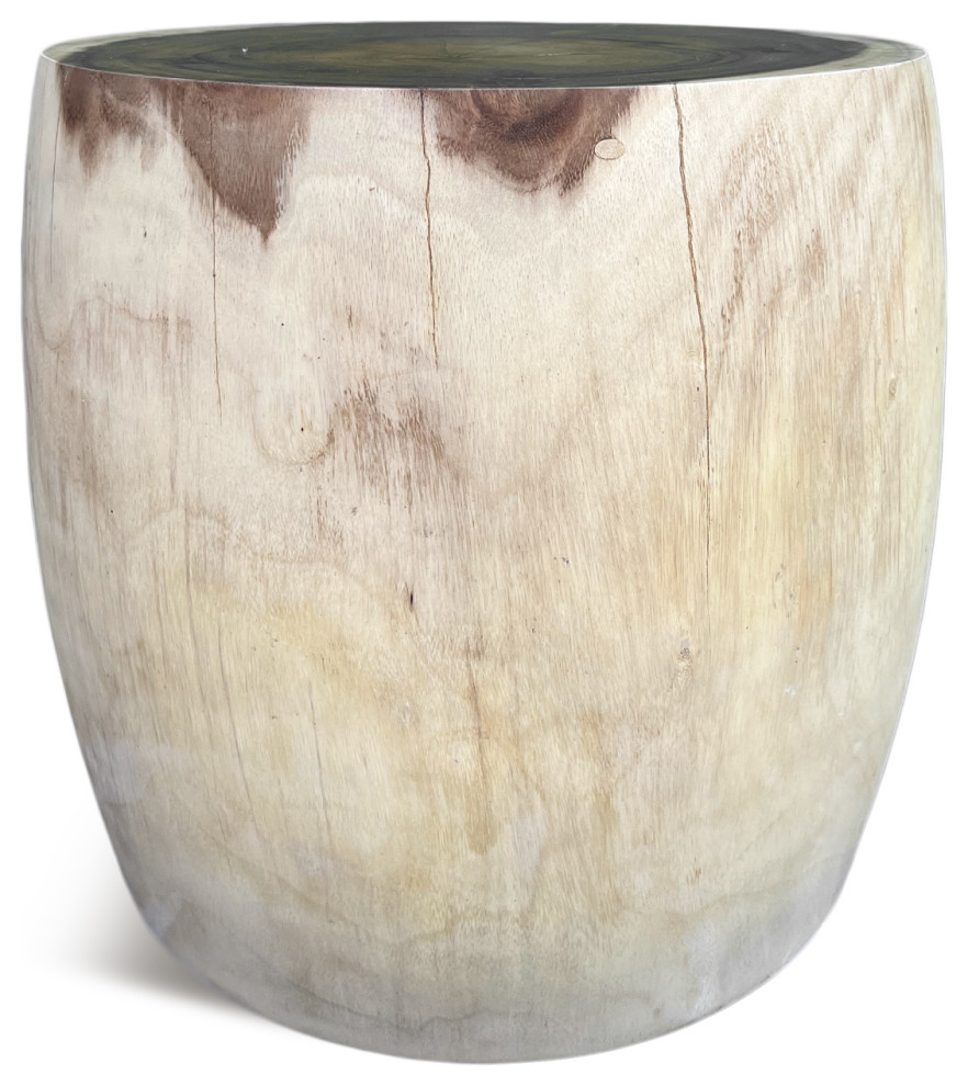 Monkey Pod Drum Stool Table 1   Rustic   Side Tables And End Tables   by Design Mix Furniture  Houzz