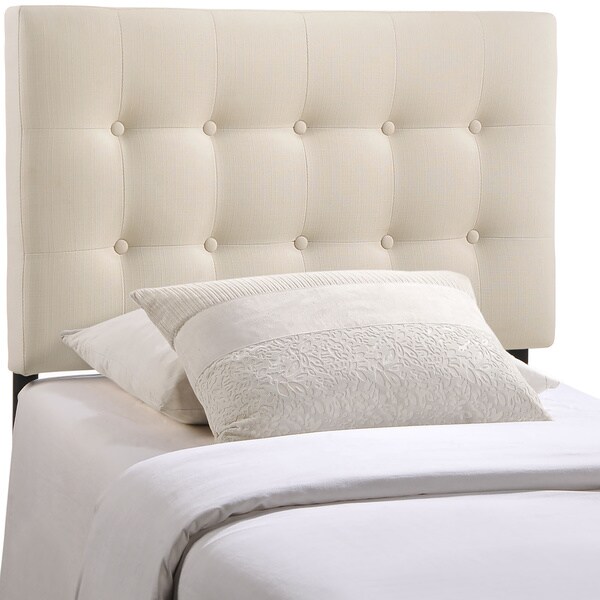 Emily Grey Button-tufted Fabric Twin-size Headboard - - 9278365