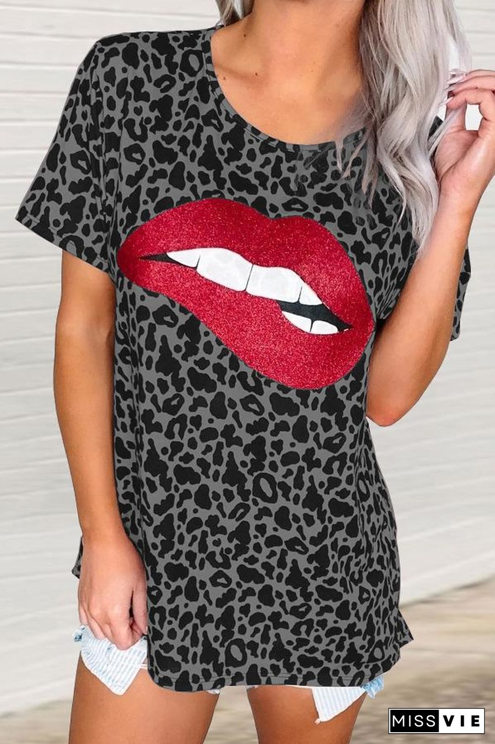 Animal Print Lips Graphic Tee