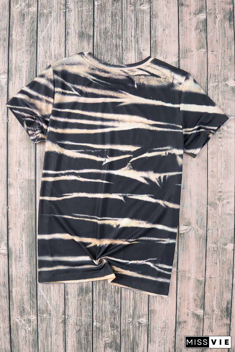 Tie Dye Stripe Print Bleached T-Shirt