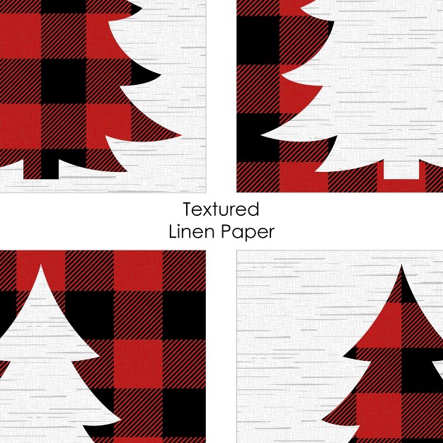 Big Dot Of Happiness Holiday Plaid Trees Unframed Buffalo Plaid Christmas Linen Paper Wall Art Set Of 4 Artisms 8 X 10 Inches