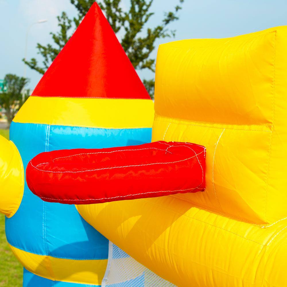 HONEY JOY Inflatable Bouncer Castle with Blower Kids Bounce House Slide Basketball Hoop TOPB000898