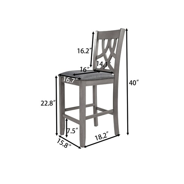 WIJCK Farmhouse 2 Piece Round Counter Height Kitchen Dining Chairs with Cross Back Gray - as picture