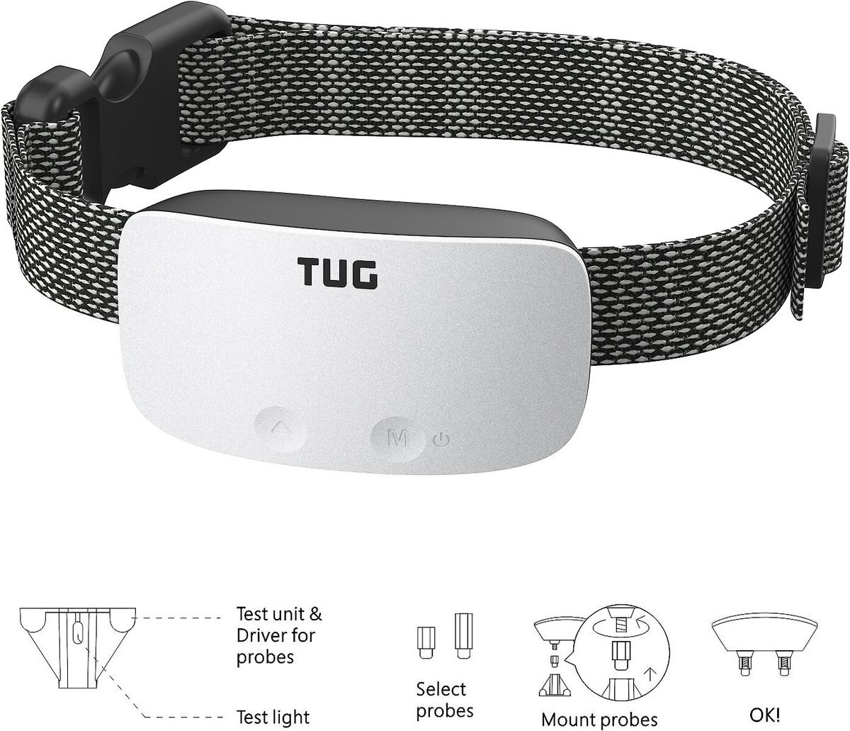 TUG Rechargeable Waterproof Dog Bark Collar， White