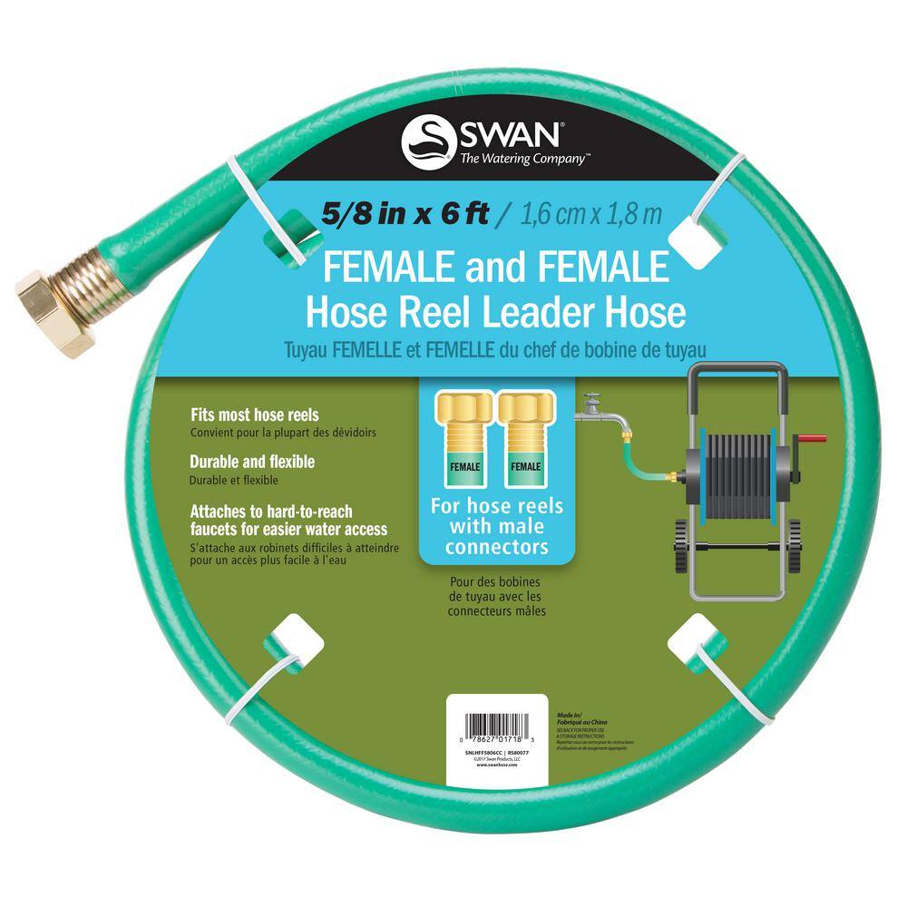 Swan 58 in. x 6 ft. Light Duty Female and Female Hose Reel Leader Hose CSNLHFF5806CC