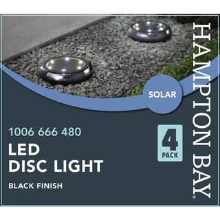 Hampton Bay Solar Black LED Disc Path Light Color Changing (4-Pack) D1000-12