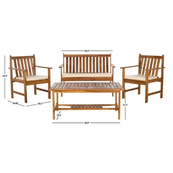 SAFAVIEH Outdoor Living Burbank Brown Acacia Wood 4piece Furniture Set