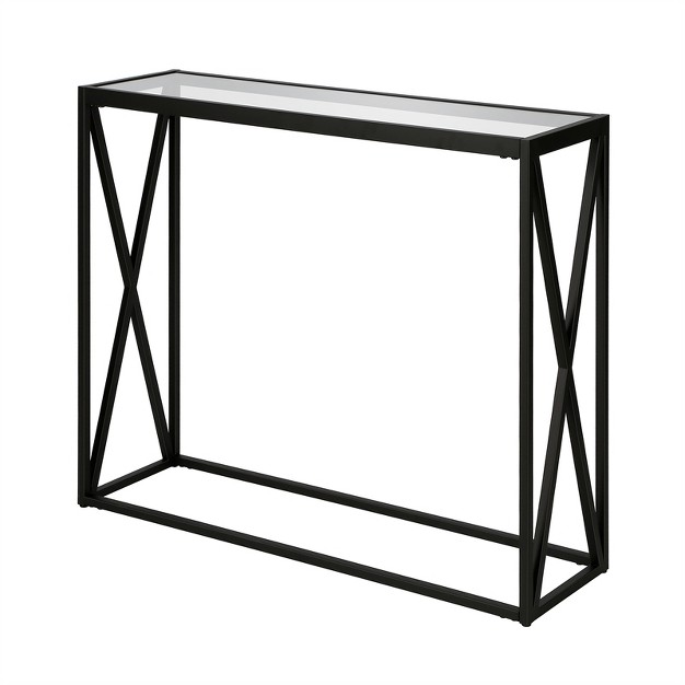 Metal Geometric Glass Top Console Table In Black Henn amp hart