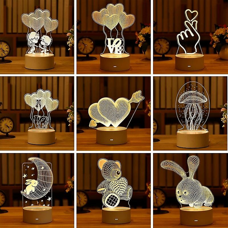 Romantic Love 3d Acrylic Led Lamp For Home Children S Night Light Table Lamp Birthday Party Decor Valentine S Day Bedside Lamp