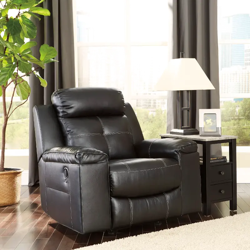 Kempton Contemporary Black Rocker Recliner