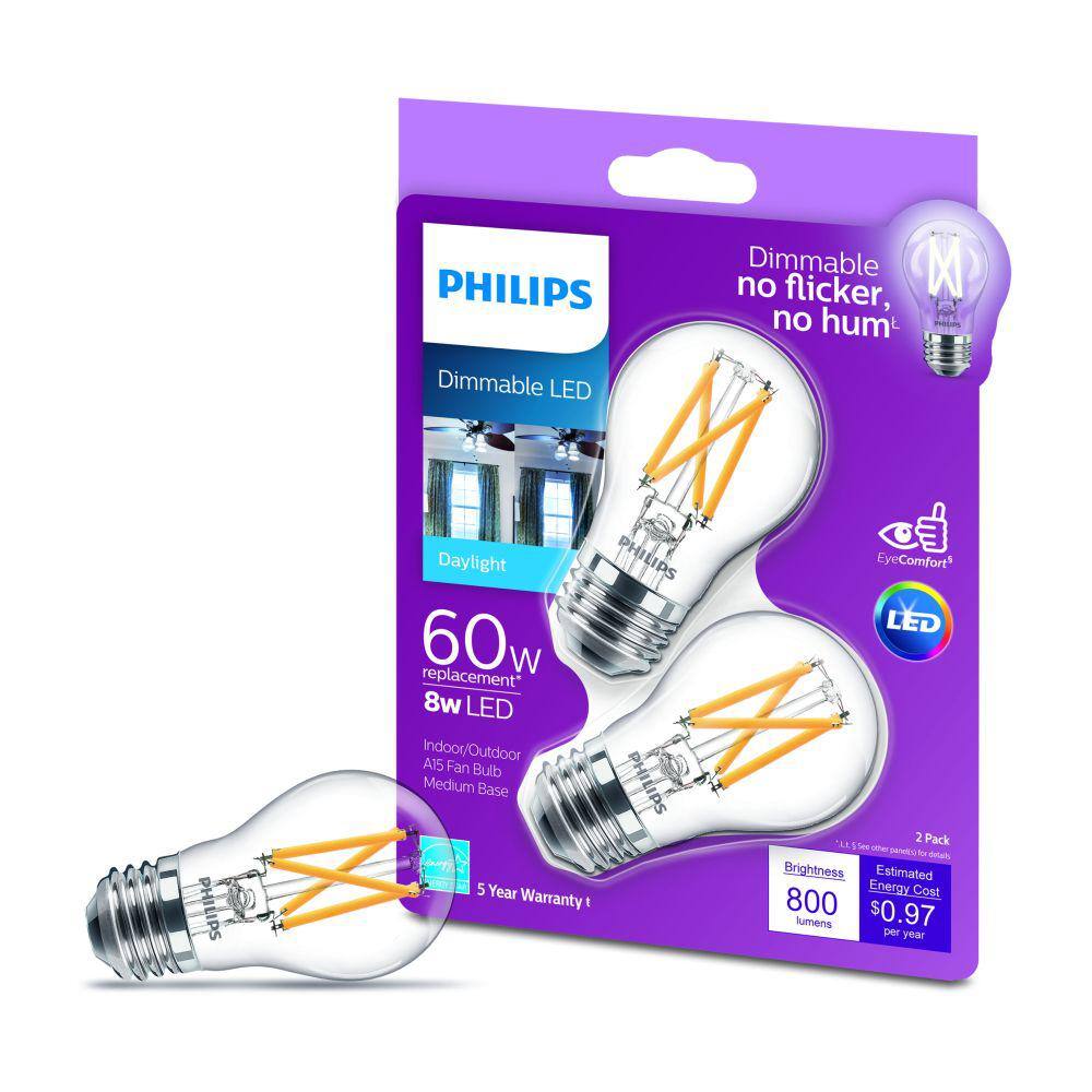 Philips 60-Watt Equivalent Daylight A15 Dimmable LED Light Bulb (2-Pack) 550343