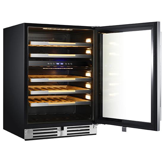 Avanti 24in 46-Bottle Elite Freestanding/Built-In Dual Zone Wine Cooler WCDE46R3S