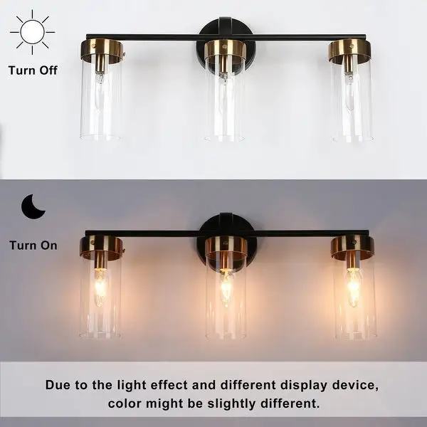 3-Light Modern Farmhouse Linear Bathroom Vanity Light Cylinder Glass Wall Sconce - 21.5