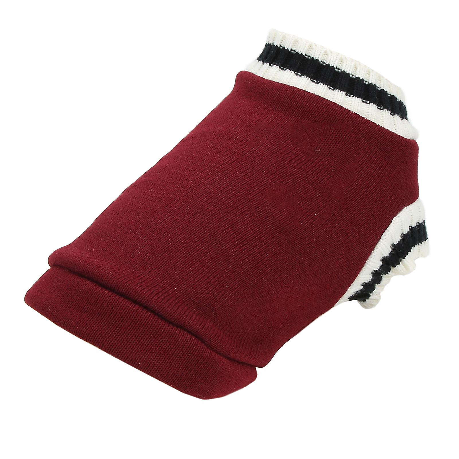 Pet Knitwear V Neck College Style Dog Knitted Autumn And Winter Vest For Cat Dog Rabbits Chinchillawine Red L