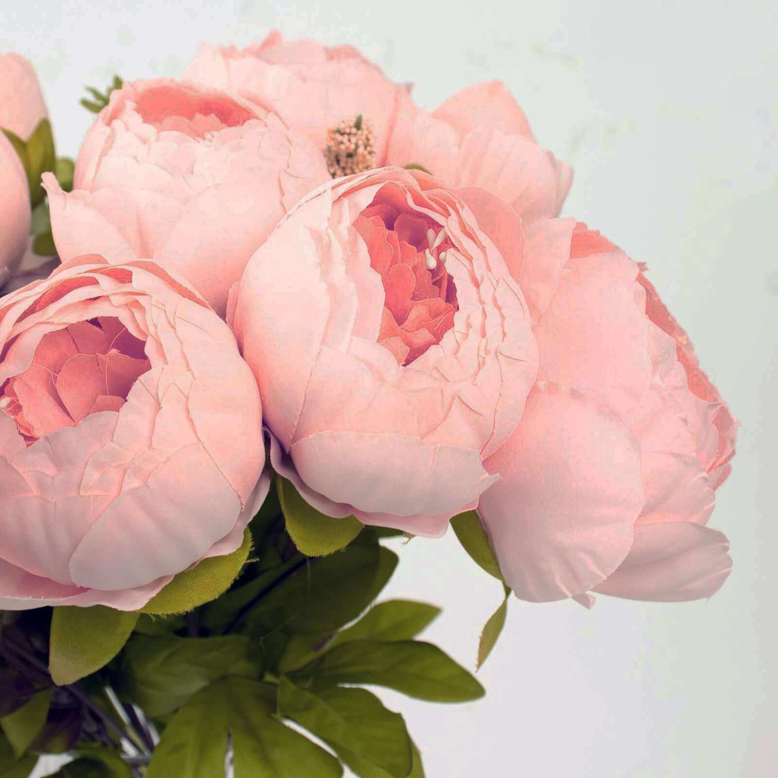 2 Pack Pink Artificial Peony Flower Wedding Bouquets, Faux Silk Flower Arrangements 19