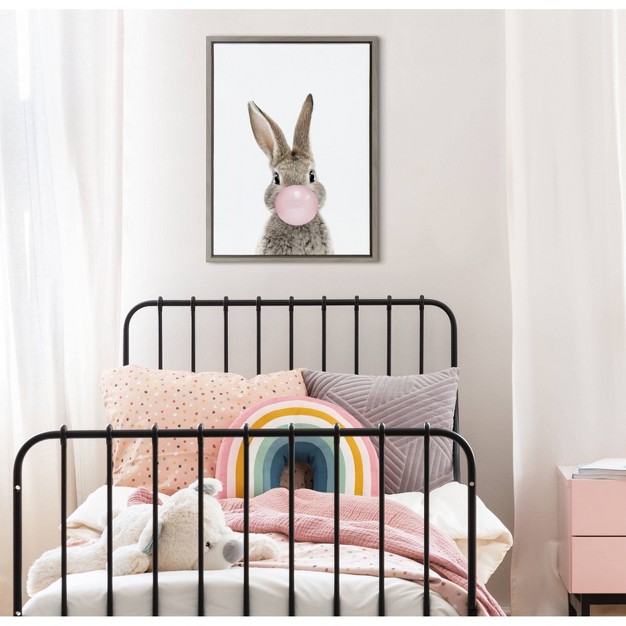 X 24 quot Sylvie Bubble Gum Bunny By Amy Peterson Art Studio Framed Wall Canvas Gray Kate amp Laurel All Things Decor