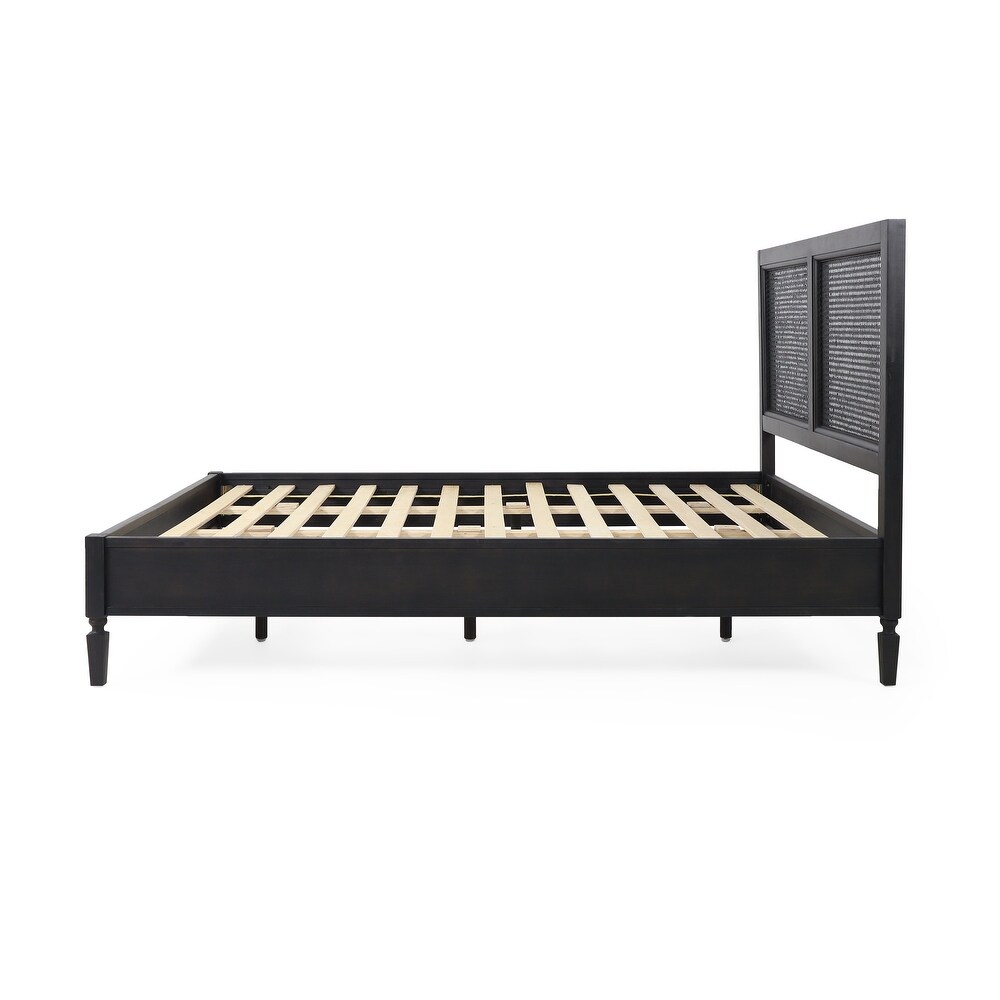 Lorent Acacia Wood and Rattan Queen Bed by Christopher Knight Home