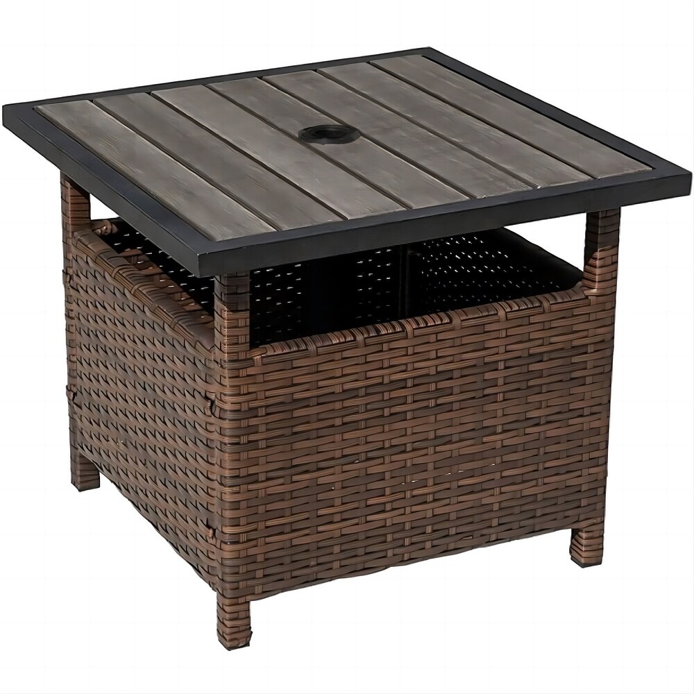 Patio Rattan Wicker Storage Side Table 18\